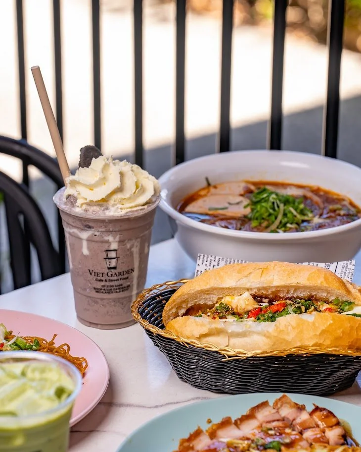 VietGarden full menu spread including banh mi soup and drinks Brisbane