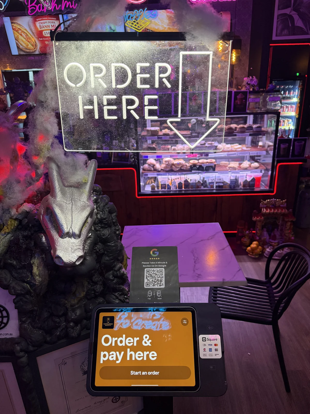 Order Here sign and kiosk inside VietGarden Cafe Richlands Brisbane